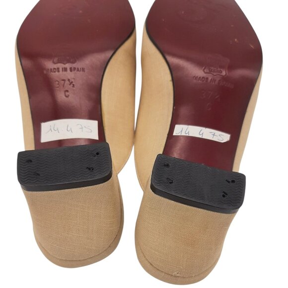 Sara Navarro Beige Linen Slide Mules SZ 37.5 - Picture 10 of 12